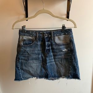 American Eagle Distressed Jean Mini Skirt